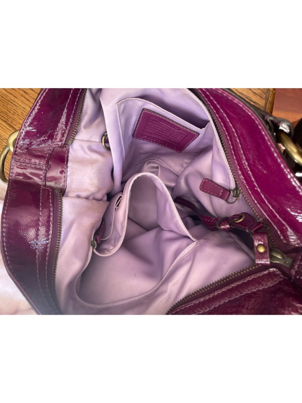 Coach Zoe Large Hobo Shoulder Bag Plum Purple Patent Leather Vintage 12776 - Picture 16 of 16